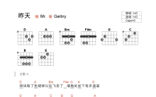 Mr.《昨天》吉他谱_D调吉他弹唱谱_和弦谱