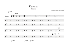 X Japan《Kurenai》鼓谱_架子鼓谱