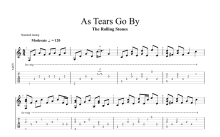 The Rolling Stones《As Tears Go By》吉他谱_C调吉他独奏谱_带五线谱