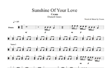 Cream《Sunshine Of Your Love》鼓谱_架子鼓谱
