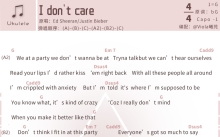 Ed Sheeran / Justin Bieber《I Don’t Care》_尤克里里谱