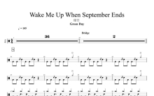 Green day (绿日)《Wake Me Up When September Ends》鼓谱_架子鼓谱
