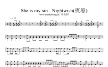 Nightwish《She Is My Sin》鼓谱_架子鼓谱