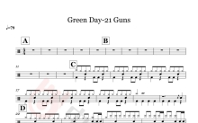 Green Day《21 Guns》鼓谱_架子鼓谱