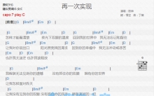 陈坤《再一次实现》吉他谱_C调吉他弹唱谱_和弦谱