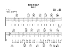 魏佳艺《杯杯敬自己》吉他谱_G调吉他弹唱谱