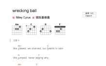 《wrecking ball》吉他谱_C调吉他弹唱谱_和弦谱