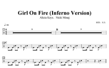 Alicia Keys、Nicki Minaj《Girl On Fire》鼓谱_ Inferno Version架子鼓谱