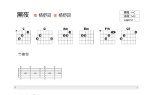 杨舒词《黑夜》吉他谱_G调吉他弹唱谱_和弦谱