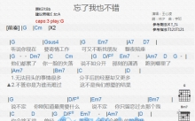 王心凌《忘了我也不错》吉他谱_G调吉他弹唱谱_和弦谱