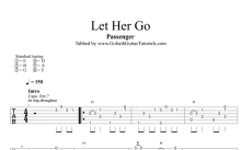 Passenger《let her go》吉他谱_吉他独奏谱