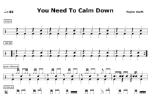 Taylor Swift《You Need To Calm Down》鼓谱_架子鼓谱