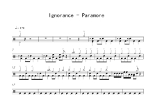 Ignorance《Paramore》鼓谱_架子鼓谱