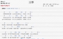 温岚《没事》吉他谱_C调吉他弹唱谱_和弦谱
