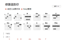 胡杏儿《感激遇到你》吉他谱_C调吉他弹唱谱_和弦谱