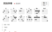 五月天《脱胎换骨》吉他谱_G调吉他弹唱谱_和弦谱