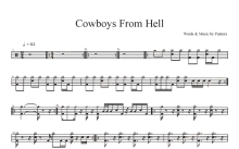 潘多拉乐队(PANTERA)《Cowboys From Hell》鼓谱_架子鼓谱