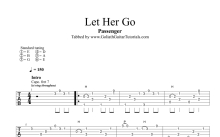 Passenger《let her go》吉他谱_G调吉他独奏谱